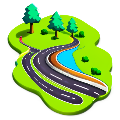 roads, large, vibrant colors, low poly - icon | sticker