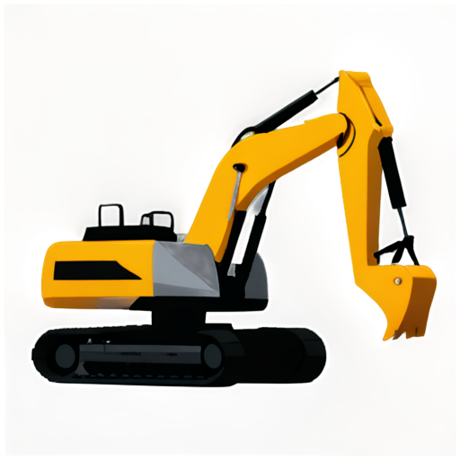 excavator, side view, flat, minimalistic, monochrome - icon | sticker