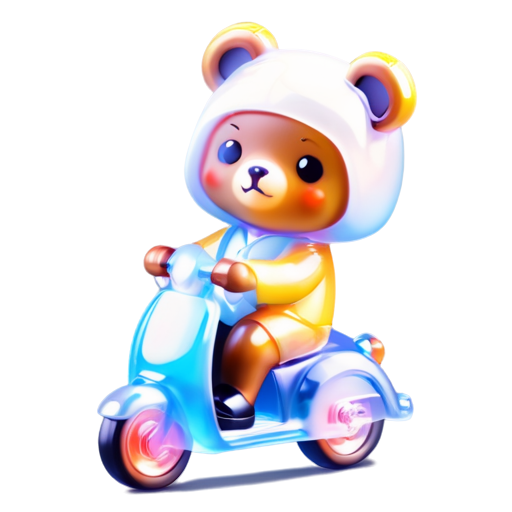 bear with a balalaika riding a scooter with a vape - icon | sticker