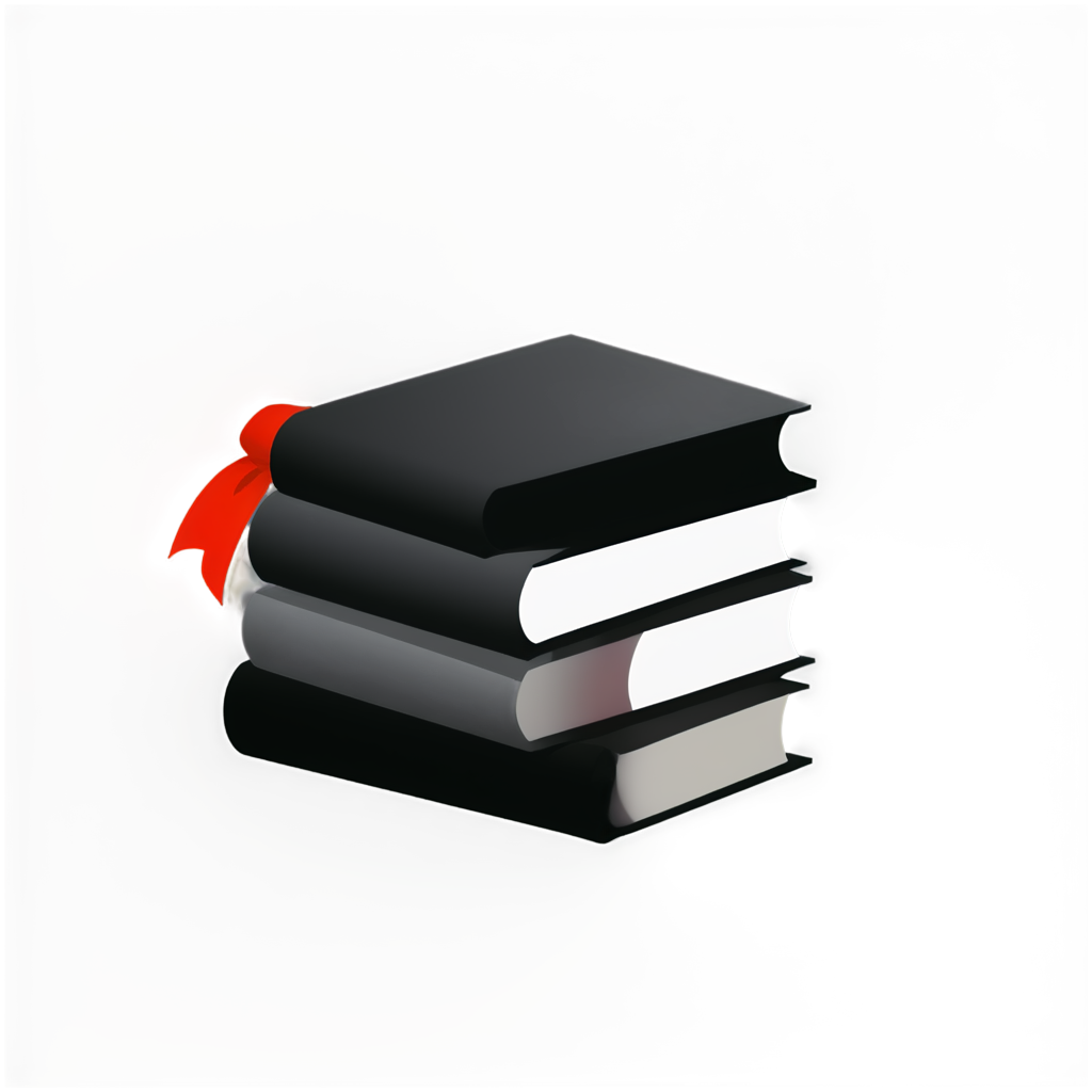 a black and white image of a Books with a red scarf on its head, in the style of minimalistic japanese, colorful animations, logo, soft and rounded forms, flat shapes - icon | sticker