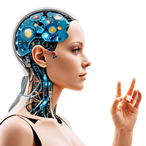 Visual representation of AI systems evolving towards autonomy, with human expert systems being replaced, symbolizing the future impact of AI on industries and society - icon | sticker