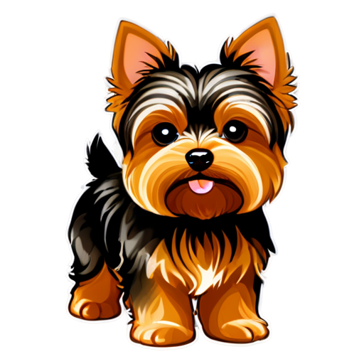 brown yorkie dog - icon | sticker