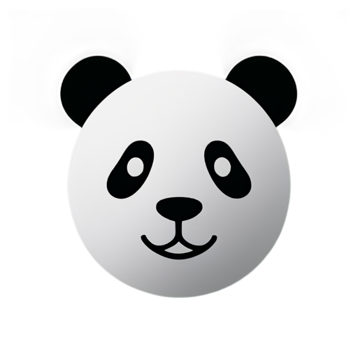 A pandas face, super simplistic, grey and white, modern logo - icon | sticker