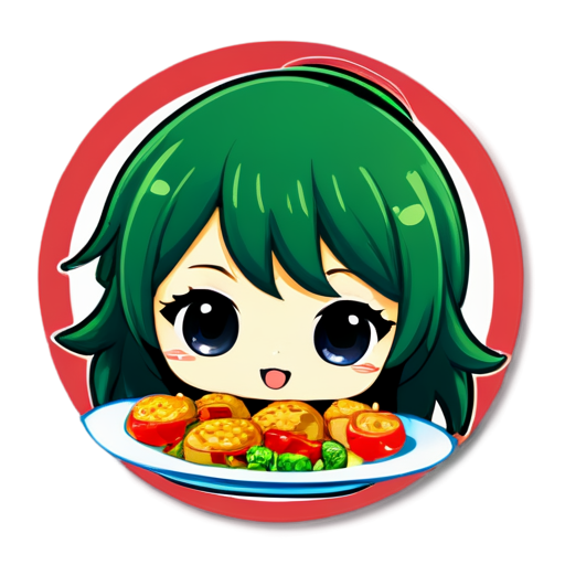 A delicious dish on a plate - icon | sticker