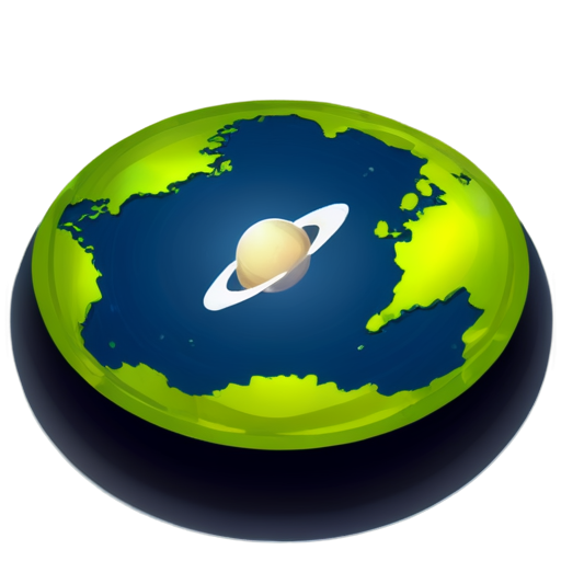 earth on a flat isometric disk in space - icon | sticker