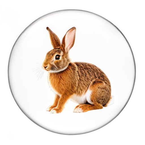 A Rabbit with a transparent background behind it and all in a circle - icon | sticker