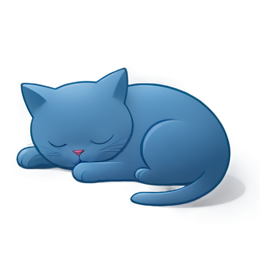 Cartoon -style blue cat is sleeping - icon | sticker