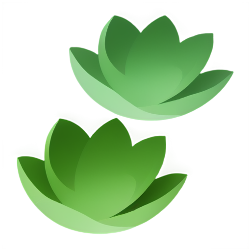 Holistic medicine service, element of nature - water lily petals side view in green color scheme - icon | sticker