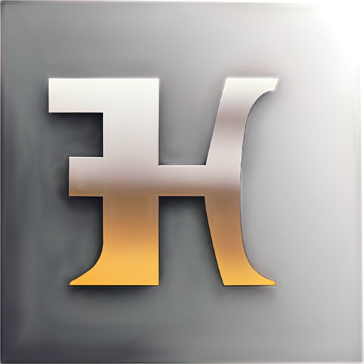 dark metal style, glowing style, big letter "H" and small letters "S" "R" - icon | sticker