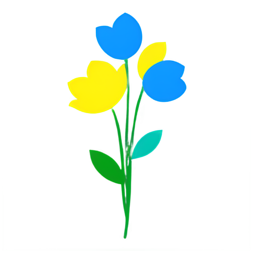 blue-yellow flowers, transparent png style - icon | sticker