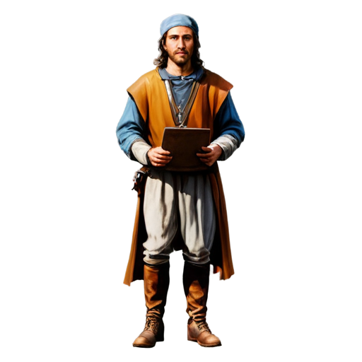 medieval courier with missive in hand, paint style, - icon | sticker