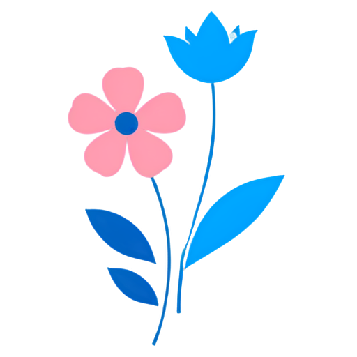 Beautiful flowers blue and pink - icon | sticker