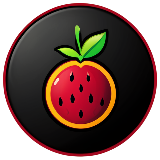 fruit logo in circle minimalist design black background - icon | sticker
