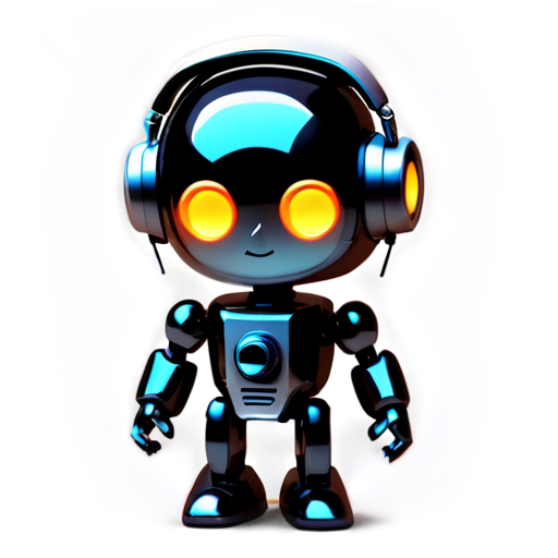 robot with radio, black and white flat style - icon | sticker