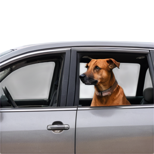 dog in aclosed car with head outside of the car - icon | sticker