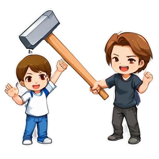 a hand is open because gave the other hand hammer, second hand is holding hammer - icon | sticker