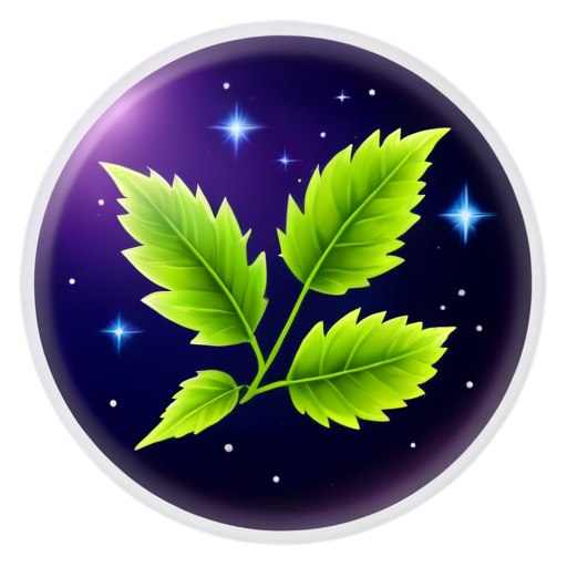 Herb Icon, Celestial Colors, Mystical Appearance, Elegant Shape, Night Sky Theme, Radiant Look - icon | sticker