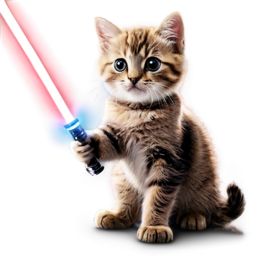 Cat with light saber - icon | sticker