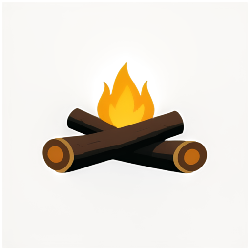 a beautiful burning firewoods - icon | sticker