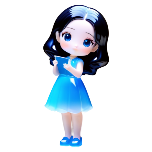 Jasmine in a blue dress and she is writing a letter - icon | sticker