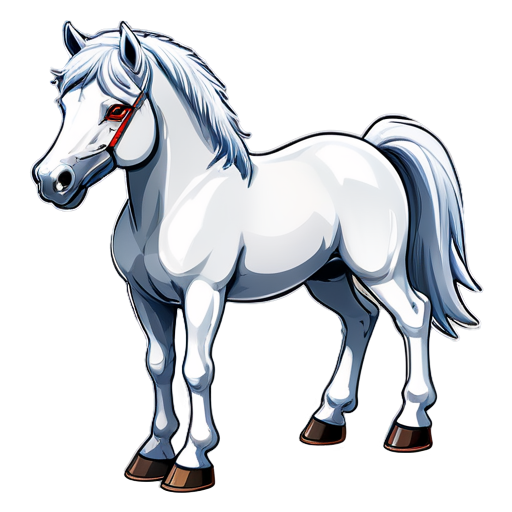 A white horse with a pumped-up human body and red eyes - icon | sticker