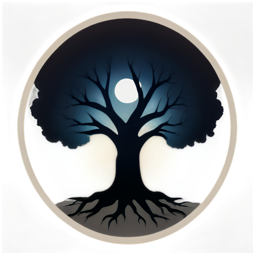 Dark dead tree mystic with eye - icon | sticker