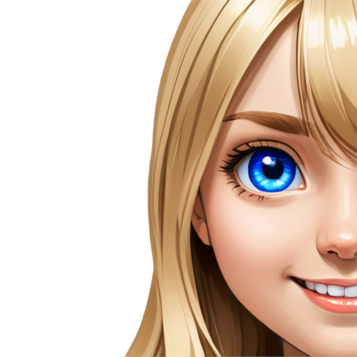 face of blond girl with blue eyes and smile - icon | sticker