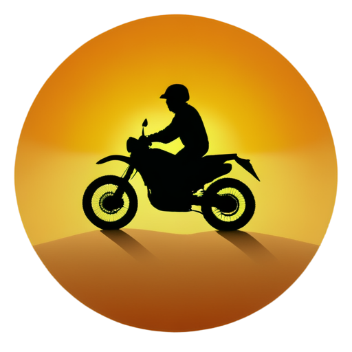 maxi trail motocyle ,sun and desert in morroco - icon | sticker