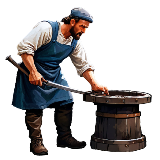 medieval blacksmith man, paint style, - icon | sticker