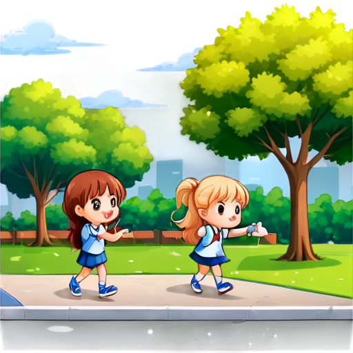 students playing at the school grounds - icon | sticker