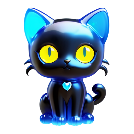 black cat with blue and yellow eyes - icon | sticker