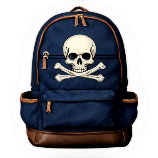 medieval backpack with skull and crossbones overlay - icon | sticker