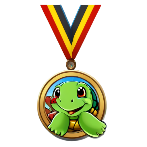 a medal that is include a cute turtle - icon | sticker