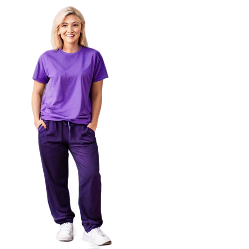Puple with blond hair and purple t-shirt and trousers - icon | sticker