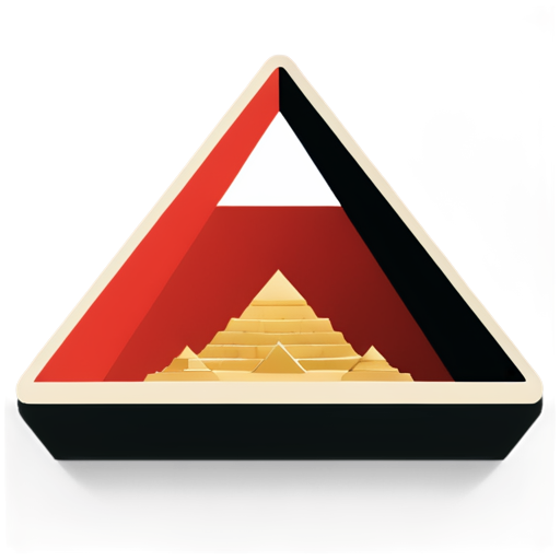 Egyptian tourism in cutout Square icon , red white black colors only, white background ,Pyramids ,neon - icon | sticker