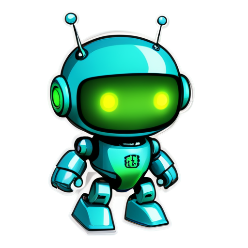 robot analytical capabilities, financial growth. blue and green color scheme with the name "SmartTradeBot" written in a clean, contemporary font. - icon | sticker