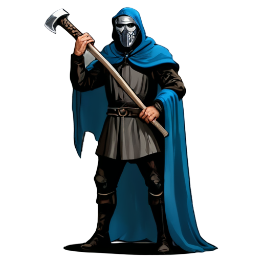 medieval executioner with axe and mask, paint style, - icon | sticker