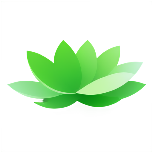 Holistic medicine service, element of nature - leafs ore water lily petals side view in green color scheme - icon | sticker