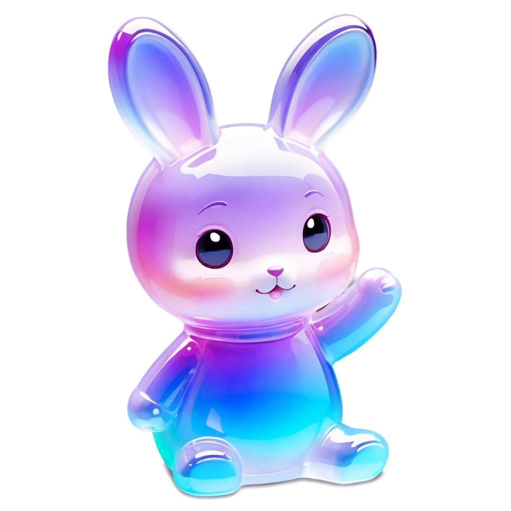 glass,bunny,light purple blue and transparent gradations,high brightness,from side, - icon | sticker