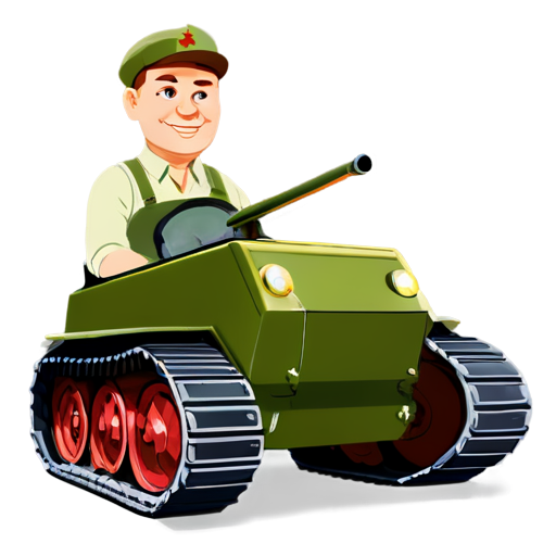 Russian tractor driver on a Soviet tank cartoon icon for youtube channel - icon | sticker