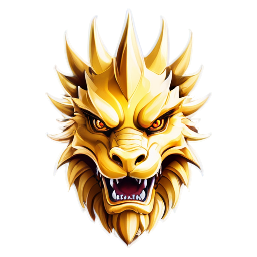 aggressive golden dragon head with a crown on its head, sports logo, esports team logo, vector logo - icon | sticker