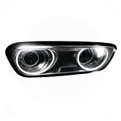 white on a black background, car headlights - icon | sticker