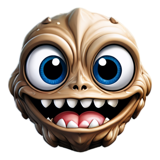 3d rock monster face - icon | sticker