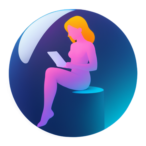 neon girl in sphere with mail from internet sunset background - icon | sticker