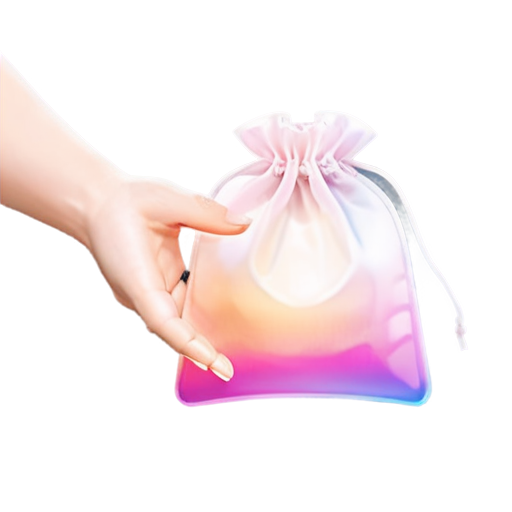 Realistic close-up illustration of a hand reaching into a small cloth pouch or bag, fingers slightly spread as they go into the opening, detailed texture of the hand and fabric, neutral background, high-definition, dynamic lighting. - icon | sticker