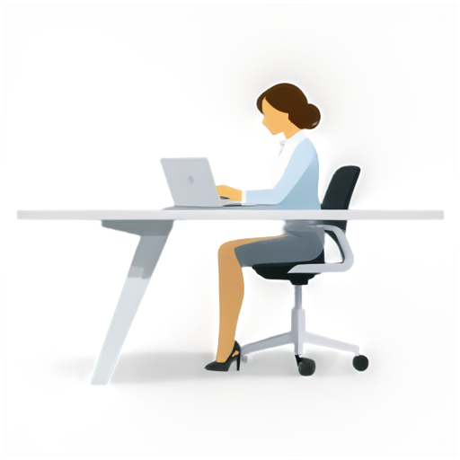 woman in office style above the table - icon | sticker