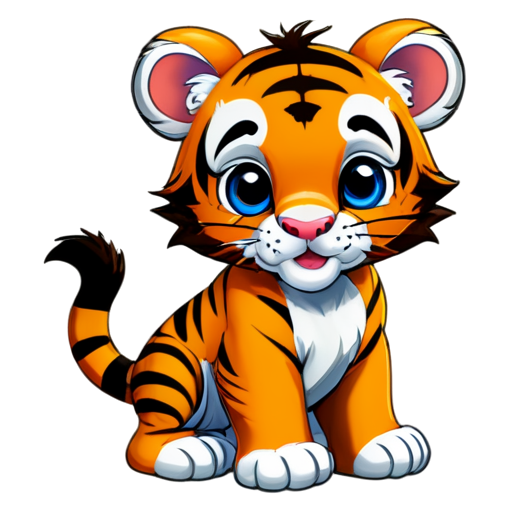 Cute cartoon tiger cub - icon | sticker