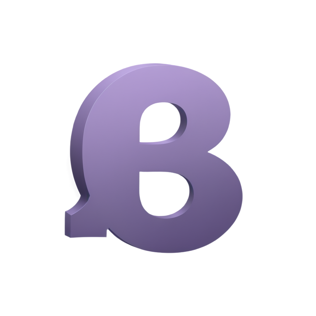 A company logo, stylized capital letter B, playground theme, overall purple color scheme - icon | sticker