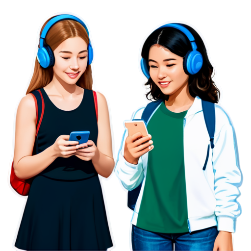 An icon depicting a group of teenagers and young adults holding smartphones, with a small wallet or piggy bank symbol showing few coins inside. The background could include youthful elements like headphones or backpacks to emphasize the age group - icon | sticker