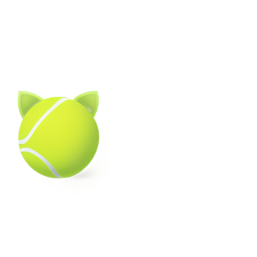 a tennis ball with detail grain and small cat ears - icon | sticker